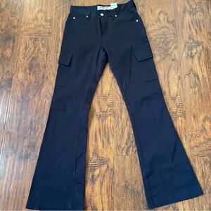 Vintage 90s y2k paris blues black flare cargo pants.